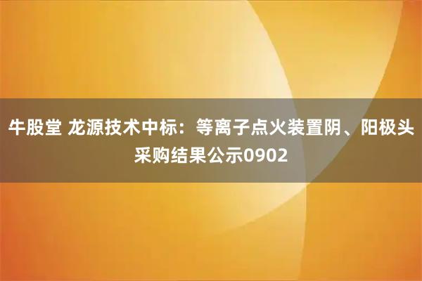 牛股堂 龙源技术中标：等离子点火装置阴、阳极头采购结果公示0902